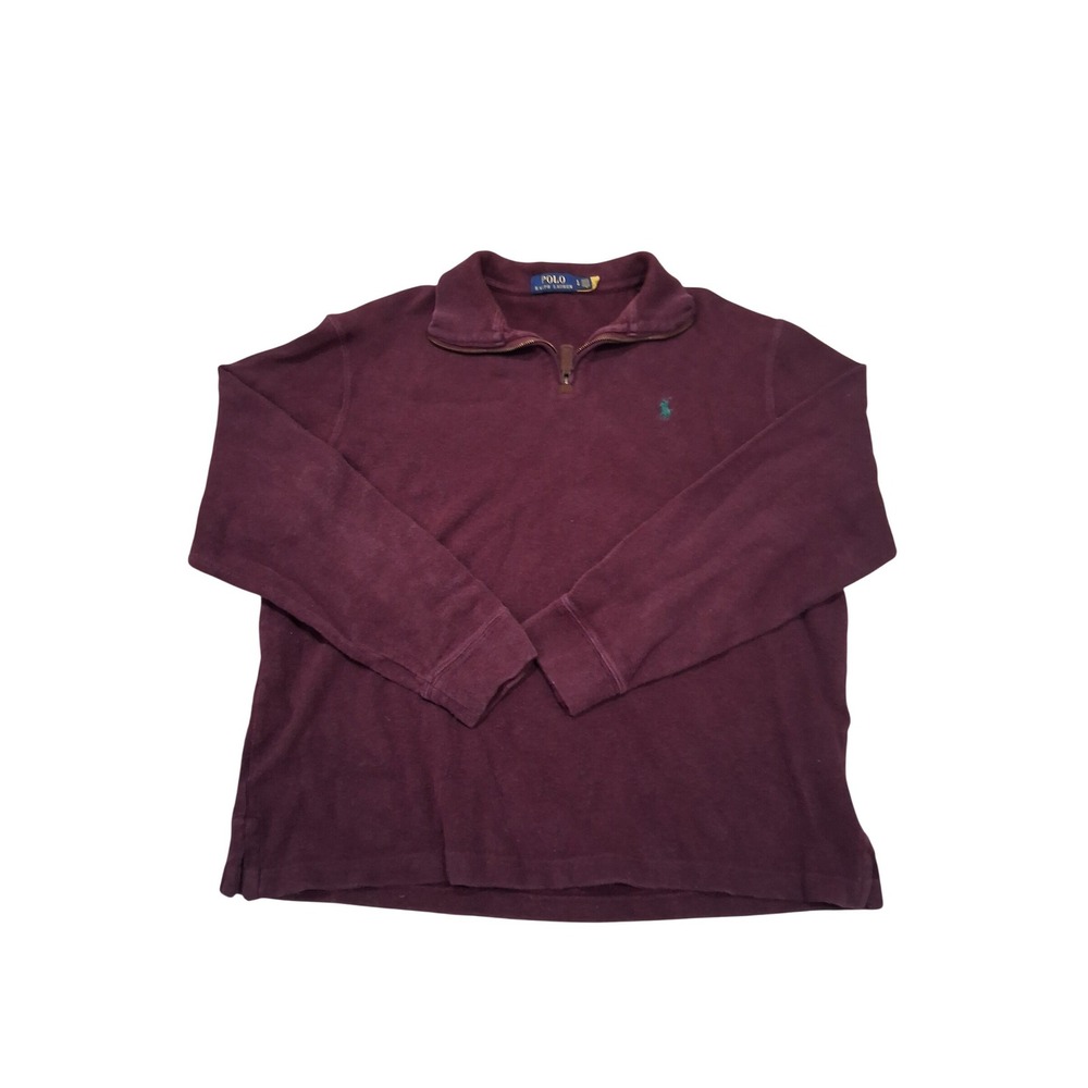 Polo Ralph Lauren Mens Quarter Zip Pullover Sweater‎ Burgundy Maroon Large